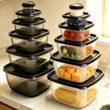 Set 6 Wadah Penyimpanan Makanan Plastik untuk Microwave, Masing-masing dengan 6 Tutup Pengunci, Anti Bocor, Dapat Digunakan Kembali, Multifungsi untuk Dapur Rumah, Persiapan Makanan, Kotak Bekal, Kulkas, Piknik, Kembali ke Sekolah, Kantor, Berkemah, Liburan - MultiWarna - View 12