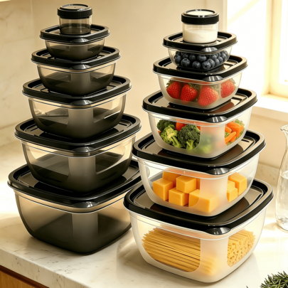 6pcs Microwave Plastic Food Storage Containers Set, Each With 6 Latch Lids, Leak-Proof, Reusable, Multifunctional For Home Kitchen, Meal Prep, Lunch Box, Fridge, Picnic, Back To School, Office, Camping, Holidays