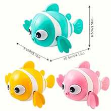 3pcsColorful Wind-Up Clownfish , Perfect For Bath Time & Outdoor Play, Available In Pink, Blue, Yellow - Ideal Halloween & Christmas Gift - Multicolor - View 8
