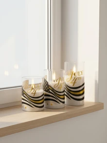 1/2/3pcs Flameless Candle Lights With Remote Control/Timer, Battery Operated, Warm Light Candle Lamps, Suitable For Table Centerpiece Decoration, Perfect For US Independence Day And Holiday Atmosphere Decor - Transparent - View 2