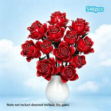 Simulated Rose Display Model - 546Pcs Romantic Rose Bouquet Building Blocks Set For Adults, Eternal Flower DIY Model Kit, Valentine's Day Christmas Gift For Women Her - Multicolor - View 9