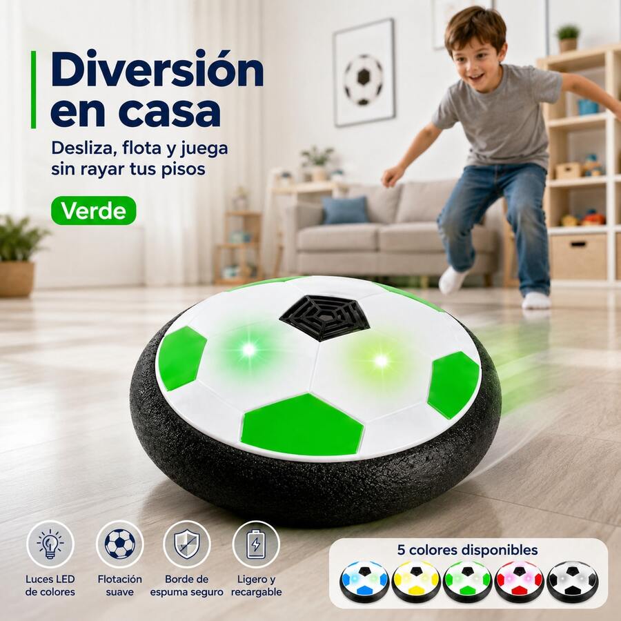 Floating Soccer Ball With LED Light And Music, Interactive Electric Toy For Children, Practical And Fun For Indoor Use - Green - View 1