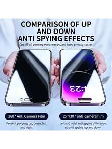 XINHONGYU 2片裝 360°全覆蓋隱私螢幕保護貼與1片裝 3D鏡頭保護膜 - 四向隱私保護、超強韌鋼化玻璃、強度提升5倍、隱形保護、防指紋、安裝簡單、防刮、無氣泡、相容手機殼、防偷窺、防指紋、防摔，適用於 iPhone 17 Pro Max/17 Pro/17 Air/17/16E/16 Pro Max/16 Pro/16 Plus/16/15 Pro Max/14 Pro Max/13/12/11/XS MAX/XR Plus 系列 - 黑色 - 查看 2