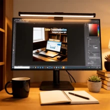 1pc Computer USB Screen Hanging Light, USB Dimming Reading LED Desk Lamp, Three Color Infinite Dimming, 45 ° Adjustment Angle, Clip On Installation, Soft Light Does Not Harm The Eyes, Computer Screen Light, Night Light, Reading Light, Suitable For Gaming Rooms, Study Rooms, Offices, Bedrooms - USB - View 3
