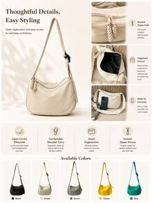 Women's Soft Crescent Shoulder Bag, Casual Nylon Underarm Bag/Crossbody Bag, Woven Zipper Pull, Adjustable Strap, Multi-Pocket Daily Commute Bag, Shoulder Bag, Water Bottle Bag, Sports Cycling Bag, Night Running Bag, Shopping Bag, Essential Cosmetic Bag, Phone Bag, Holiday Gift For Girlfriend, Fashionable Multi-Color Peach Tree Bag - Multicolor - View 1