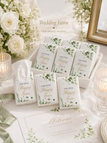 柔軟面紙「幸福之淚」綠葉裝飾款，適合訂婚、婚禮派對、婚禮佈置、婚禮配件、婚禮伴手禮，新郎新娘婚禮用品 - 彩色 - 查看 7
