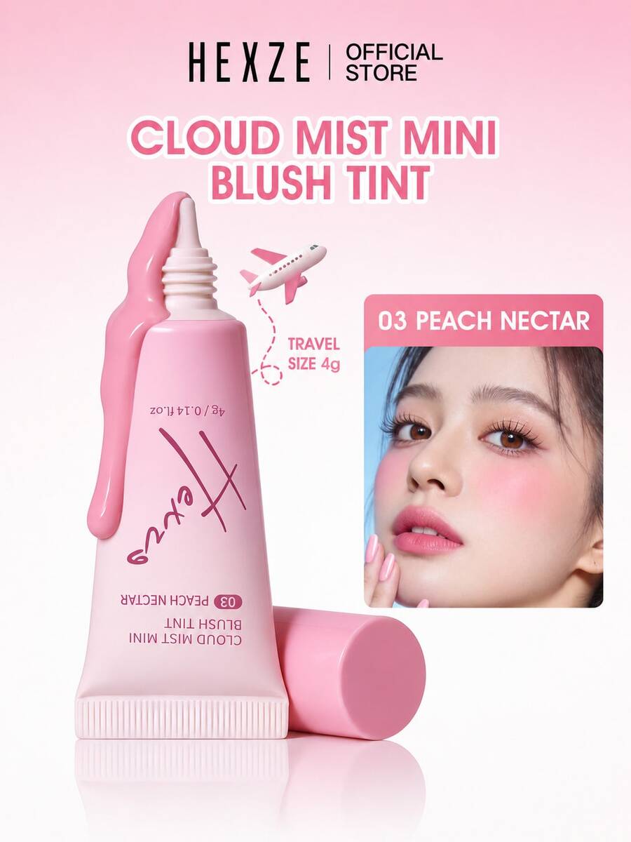 HEXZE 4克旅行装液体腮红、高光、眼影 - 高显色度、持久、3D光泽 - 03 Peach - 查看 1