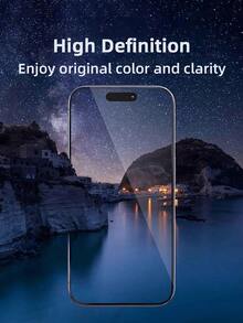 3pcs Privacy Tempered Glass Screen Protector, High Definition Transparent, Anti-Fingerprint, Bubble-Free, Compatible With Phone Cases For IPhone 17, 16, 15, 14, 13, 12, 11 Pro Max, 17e, 16e, XR, XS Max, SE2, SE3, 8, 7, 6 Plus - Black - View 10