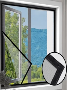 可重複使用自黏式防蟲紗窗，無需鑽孔安裝，適用於臥室、宿舍、飯店、租屋公寓與公寓大廈，安裝簡單，有效防止各種昆蟲 - 1PC - 查看 8