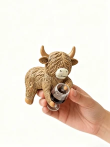4pcs/1pc Highland Cow Statue Planter Decor, Highland Cow With Wine Glass Design, Cute Planter Accessories Resin Frog Statue Fairy Garden Aesthetic Plant Decor, Suitable For Garden, Yard, Lawn Decor Enthusiasts - A - View 8
