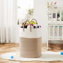 1pc Laundry Basket / Woven Hamper - Multifunctional Bathroom Storage Basket. Available In Two Sizes (40L And 60L) And A Variety Of Styles And Colors. An Ideal Storage And Organization Solution For The Laundry Room, Bedroom, Bathroom - Multicolor - View 7