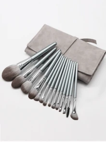 14pcs Portable Multi-Functional Makeup Brush Set, Suitable For Beginners, Makeup Brushes, Brush Set, Makeup Brush Set, Complete Makeup Kit, Makeup Brush Set, Full Makeup Tool Kit, Brush Set, Makeup Brush Set, Professional Makeup Brushes, Complete Makeup Kit - Silver - View 1