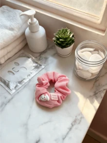 Miniso Waffle Knit Scrunchie Hair Tie 1Pc Soft Stretchy Comfortable Convenient Practical Easy To Use For Women Adults Daily Wear Party Casual Gift Includes Ponytail Holder Elastic Hair Band Hair Ring - Style1 - View 6