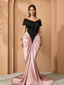 Vestido elegante y romántico ajustado, nuevo para primavera 2026, con cuello en V con volantes de color contrastante, adecuado para fiestas, salidas y uso diario en verano - Multicolor - Ver 9