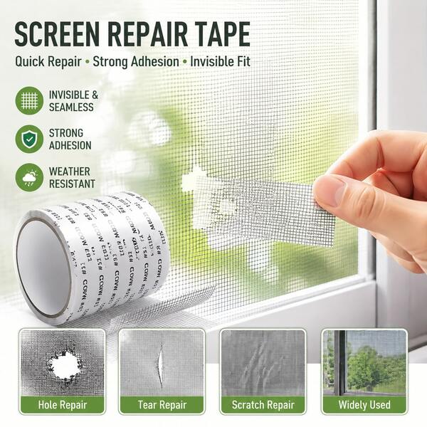 7pcs Window Screen Repair Tape, Self-Adhesive Mesh Patching Stickers, Fiberglass Netting For Window/Door Curtain Covering, Used To Repair Holes And Tears, Mosquito Proof, Suitable For Home And Office, Each Roll 2m/78.74in Length