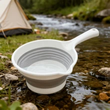 2pcs Foldable Water Bucket/Scoop/Dipper - Portable Collapsible Plastic Mini Watering Bucket/Scoop, Suitable For Kitchen, Bathroom, Car Washing, Fishing, Gardening - Lightweight & Space-Saving, Suitable For Camping, Boats, RVs - Multipurpose Water Dipper (Easy To Store) - Large Capacity - View 3