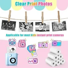 6/12/16/21/25/32 Rouleaux de papier thermique pour appareil photo pour enfants, papier de rechange pour appareil photo pour enfants, rouleau de papier pour appareil photo pour enfants, papier pour appareil photo pour enfants, papier sans encre - facile à remplacer - Ensemble - Voir 6