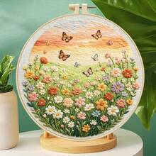 Countryside Floral Landscape Embroidery DIY Kit, Beginner Friendly With Embroidery Frame And Instructions, Home Decor Handmade Ornament - Multicolor - View 6