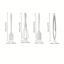 1pc/4pcs Silicone Kitchen Utensil Set - Non-Stick Heat Resistant Cooking Tools, Including Cake Spatula, Food Tongs, Whisk And Oil Brush. Please Note The Size When Purchasing. - Multicolor - View 13