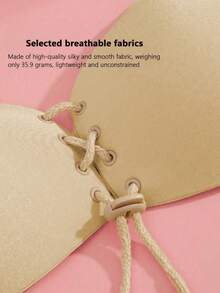 Adjustable Drawstring Tightening Small Breast Invisible Silicone Bra Pads, Women's Strapless Adhesive Bra Inserts - Apricot - View 3