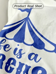 Herren Sommer Lässig Weiches Rundhals Kurzarm-Shirt, Life Is A Circus Blau Muster Grafik Frühling und Sommer Kleidung. Weiß - Weiss - Übersicht 3
