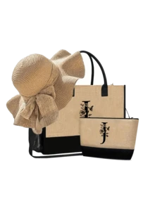 1套女款沙灘托特包、帆布包與帽子，沙灘配件，字母A-Z，適合婚禮、生日、假期，送給女性、媽媽、老師、朋友、伴娘、學生的完美禮物，開學季大容量手提包，度假旅行週末短途旅行包，專屬生日禮物，附圍巾 - 彩色 - 查看 37