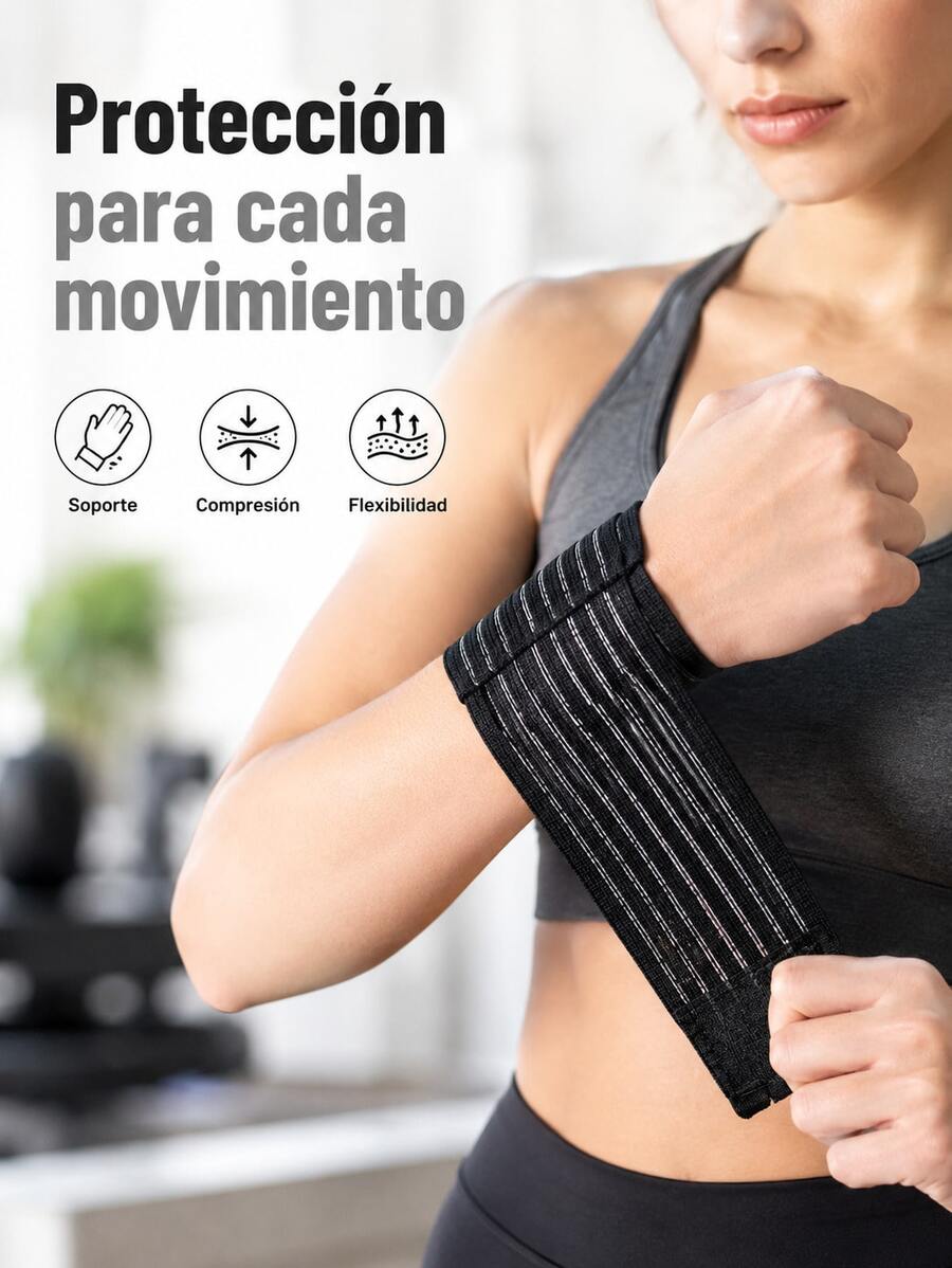 1 par de muñequeras deportivas, muñequeras para el síndrome del túnel carpiano, muñequeras elásticas de polímero transpirable de compresión, muñequeras deportivas elásticas transpirables unisex. - pulsera - Ver 1