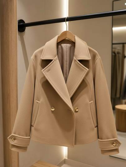 Jaqueta Feminina Casaco Frio Lã Batida Blusa Botões Luxo