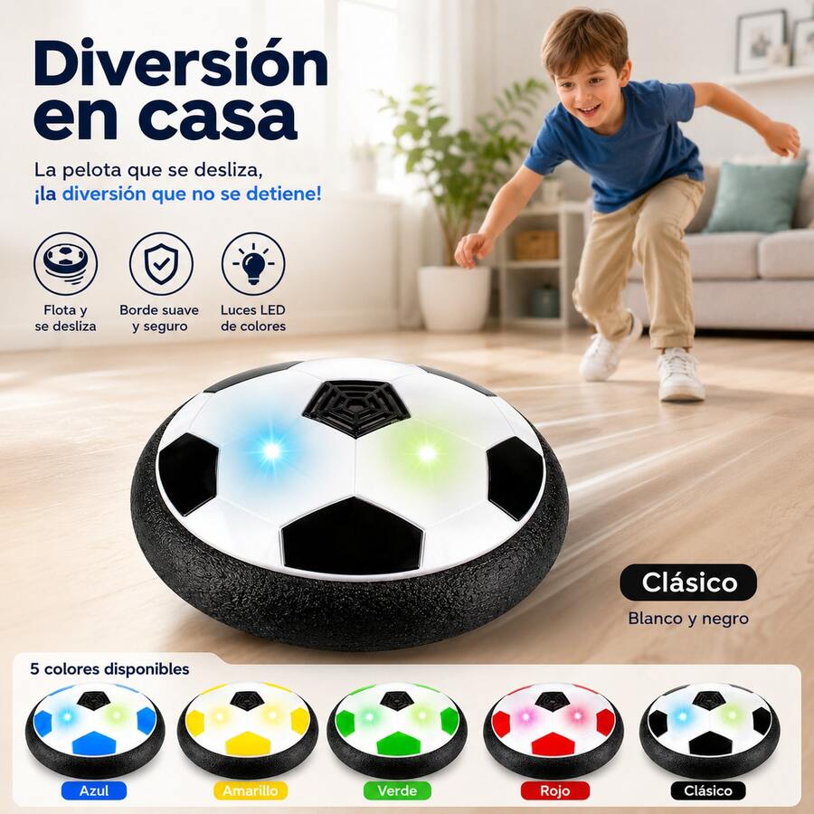 Floating Soccer Ball With LED Light And Music, Interactive Electric Toy For Children, Practical And Fun For Indoor Use - Black - View 1