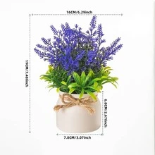 6pcs/Set Jute Rope Artificial Lavender Mini Potted Plants, Nordic Minimalist Desktop Decor, Holiday Decoration - Multicolor - View 10