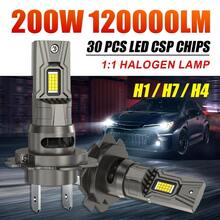 HYNBYZJ 2入 H7 H4 H1 LED大燈 200W 120000LM 超亮 9003 HB2 聚光燈汽車燈泡 H7 LED Canbus 車燈 6000K 12V 24V - A - 查看 2