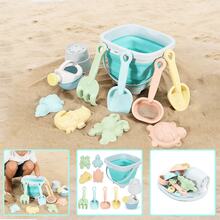 11 pezzi Set divertente per bambini di secchio e setaccio pieghevoli, secchio portatile e pieghevole per spiaggia, sabbia, giochi d'acqua - Multicolore - Visualizzare 13