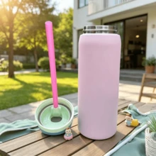 32oz/945ml Stainless Steel Insulated Travel Cup Double Drinking Ports Prevent Leakage, Keep Warm Or Cool, Multiple Colors Available, Energetic Hydration Without Burden, Suitable For Sports/Commuting/Daily Use - 粉色 - 查看 4