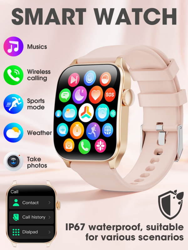 Hwagol Montre pour femme,Montre connectée T1 avec écran HD de 1,91 pouce, La texture d'une montre acier inoxydable,élégante montre connectée rose pour femme et homme, compatible avec les appels et numéros sans fil, offrant divers modes sportifs et fonctions de suivi de la santé, idéale au quotidien, au bureau et pour le fitness. Cette montre est une idée cadeau parfaite et le cadeau idéal pour la Fête des Mères,Le meilleur cadeau pour maman à l'occasion de la fête des mères