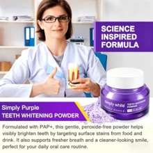 PurelyWHITE DELUXE Simply Purple Brightening Powder, Enamel No Sensitivity Toothpaste Whitening Powder, Conceals Stains From Coffee, Tea, Food, Wine And Tobacco, V34 Purple Toothpowder Teeth Cleaning Powder, Teeth Whitening Kit Deeply Moisturizes Hydrates Skin With Long Lasting Brightness, Enhanced Elasticity Vitality Boosting Formula For Radiant Smile - 藍色 - 查看 6