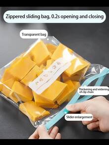 60/45入可重複使用食品儲存袋 - 加厚防漏塑膠冷凍袋，透明儲物夾鏈袋，旅行用可密封包裝保鮮袋 - 多尺寸 - 查看 7