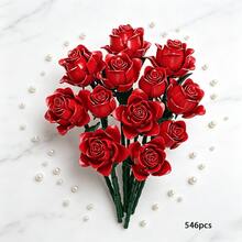 Simulated Rose Display Model - 546Pcs Romantic Rose Bouquet Building Blocks Set For Adults, Eternal Flower DIY Model Kit, Valentine's Day Christmas Gift For Women Her - Multicolor - View 11