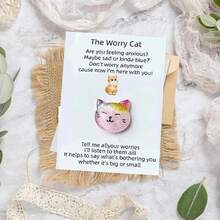 Worry Cat Design Pocket Hug Card, 1/5/10pcs Inspirational Encouragement Gift Card, Thoughtful Card With Positive Vibes And Motivational Messages - Sets - View 6