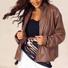 Premium Leather Lined Luxury Bomber Jacket For Autumn And Winter - 鏽棕色 - 查看 11