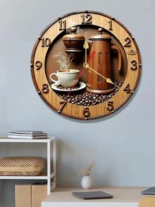 1 máy pha cà phê và xay cà phê tròn, đường kính 10/12 inch, hoạt động êm ái, được thiết kế để sử dụng trên mặt phẳng 2D, kèm theo hạt cà phê rải rác và đồng hồ gỗ treo tường chạy bằng pin thạch anh, sử dụng 1 pin AA (không bao gồm). - Nhiều màu - Xem 3