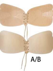 Adjustable Drawstring Tightening Small Breast Invisible Silicone Bra Pads, Women's Strapless Adhesive Bra Inserts - Apricot - View 7