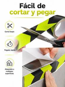 Cinta reflectante de advertencia amarilla y negra de alto brillo, 50 mm x 5 m, impermeable y resistente al desgaste. Cinta de señalización de  práctica. Ideal para propietarios de automóviles, trabajadores de almacenes, personal de administración de propiedades y demás. Cinta autoadhesiva resistente para usar en garajes, escaleras, almacenes, estacionamientos y otras áreas peligrosas. Material de señalización de . - cinta reflectante - Ver 4