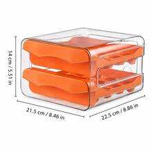 32-Slot Double-Layer Transparent Egg Storage Box, Stackable Pull-Out Egg Holder Tray With Grooves, Suitable For Chicken & Duck Eggs, For Kitchen Fridge And Pantry - Multicolor - View 5