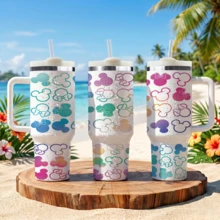Disney Minnie & Mickey Mouse 40 Oz Tumbler With Handle And Straw, Stainless Steel Vacuum Insulated Travel Mug, Cute Reusable Water Bottle Cup For Hot & Cold Drinks, Magic Theme Park Gift - Ác mộng - Xem 1