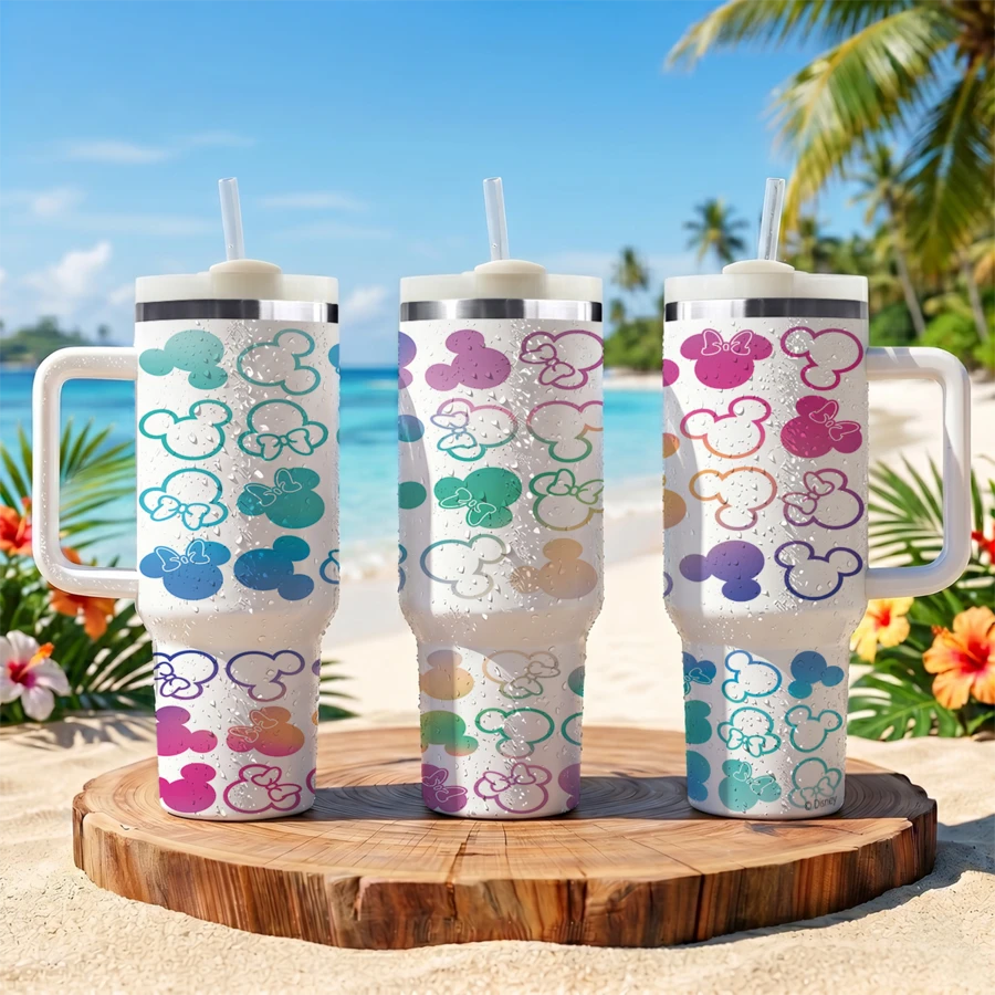 Disney Minnie & Mickey Mouse 40 Oz Tumbler With Handle And Straw, Stainless Steel Vacuum Insulated Travel Mug, Cute Reusable Water Bottle Cup For Hot & Cold Drinks, Magic Theme Park Gift - Ác mộng - Xem 1