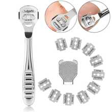 Stainless Steel Foot File With 10 Replacement Blades, Foot Exfoliating And Shaving Tool Set, Foot Cleaning Tool And Foot Trimmer Set, Exfoliating And Calluses - Multicolor - View 1