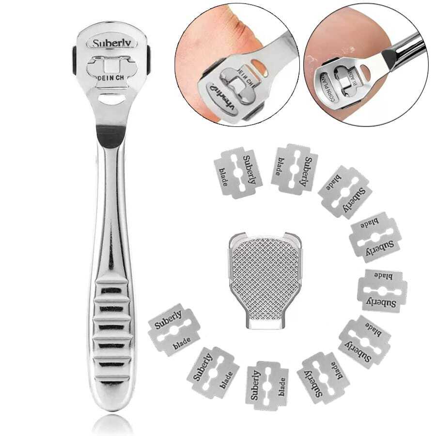 Stainless Steel Foot File With 10 Replacement Blades, Foot Exfoliating And Shaving Tool Set, Foot Cleaning Tool And Foot Trimmer Set, Exfoliating And Calluses - Multicolor - View 1
