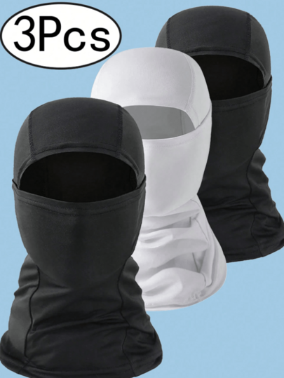 3pcs/Set Face Mask Balaclava, Lightweight Breathable Sun Protection Ski Mask, Unisex, Suitable For Football, Cycling, Summer
