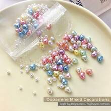 50 piezas de encantos de arte de uñas 3D de estrella y corazón de colores mixtos, lindos encantos de uñas acrílicas de estética kawaii Y2K, gemas de uñas con efecto de perla iridiscente arcoíris, decoración de uñas DIY adecuada para verano y primavera, adecuada para salones de uñas y el hogar - Multicolor - Ver 10