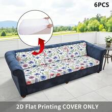 1pc/2pcs/6pcs/8pcs Set Floral & Plant Digital Print Outdoor Sofa Cover (Sofa Cover Only, Sofa Not Included), Protect Sofa Furniture, Home Decor, Machine Washable Patio Cushion Cover With Elastic Hem, Outdoor Sofa Seat Cushion Cover, Patio Furniture Cover, Living Room Furniture Protector, Suitable For Garden, Park, Indoor & Outdoor Sofa Cushion, Sectional Sofa And Armchair - B - View 7